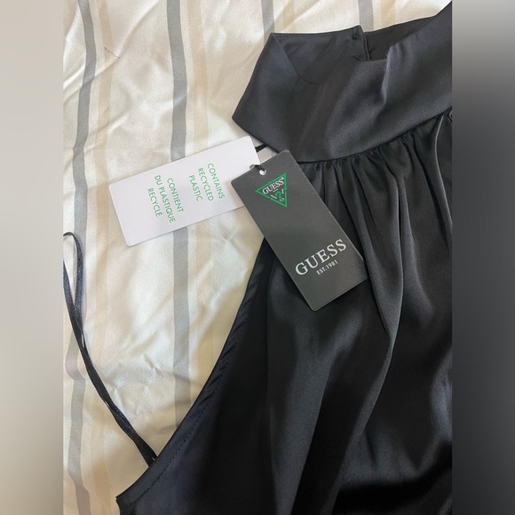 Guess ‘Aria’ Black Satin Mock Neck Top, NWT - Picture 4 of 6